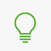 green icon of a lightbulb