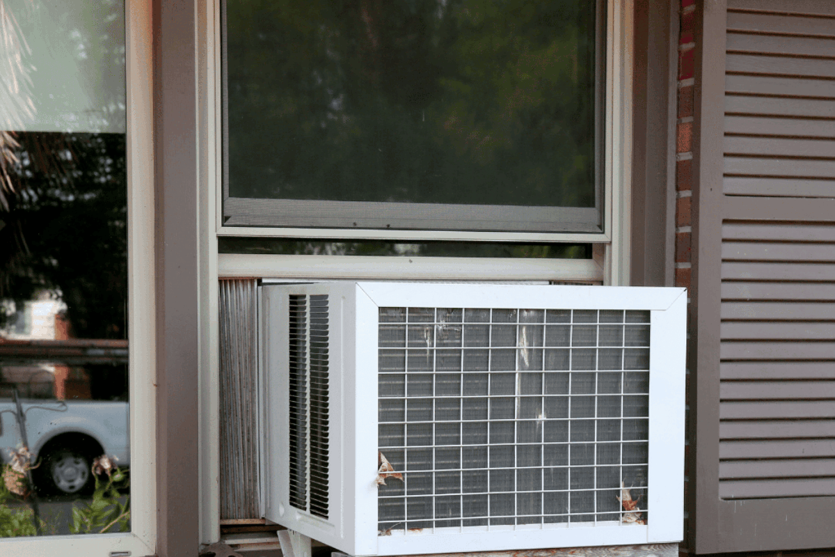 a window ac unit on a residential home