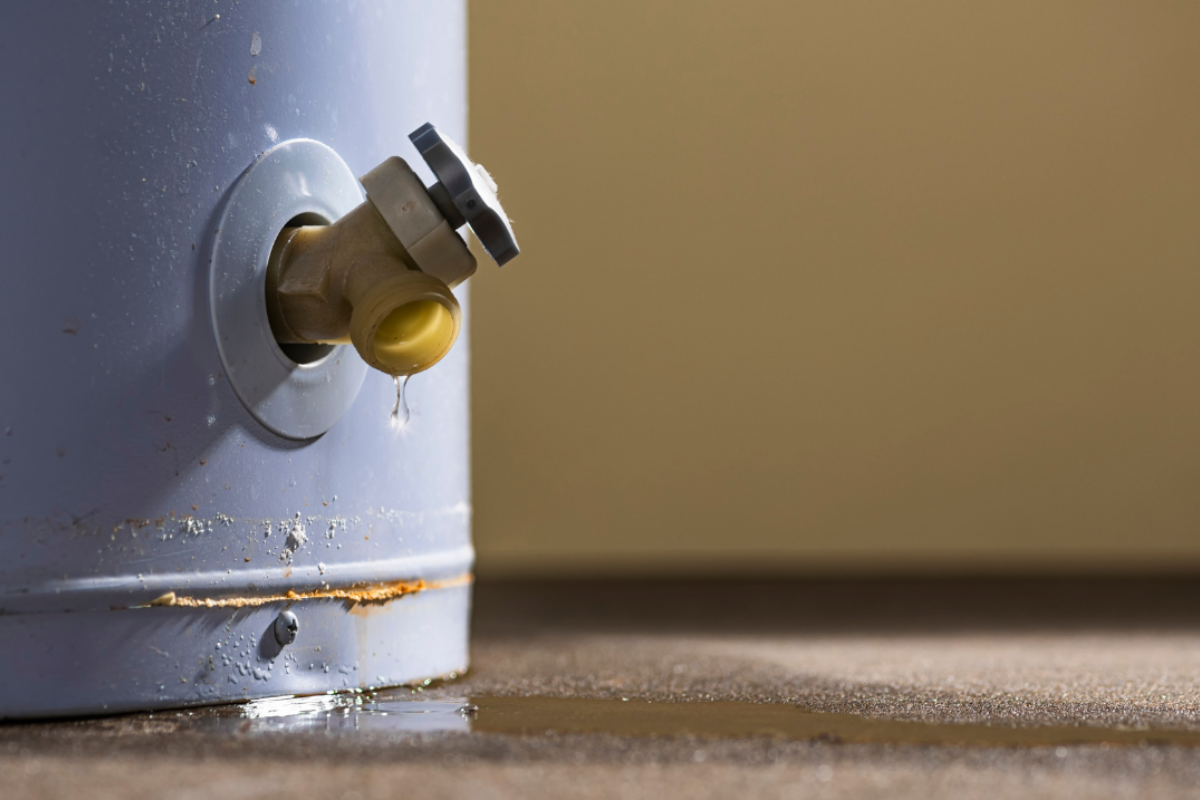a water heater leaking from its faucet. This is a sign that the water heater might need to be replaced.