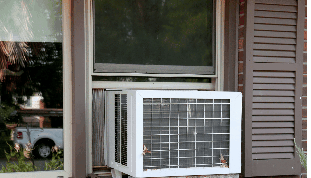 a window ac unit on a residential home