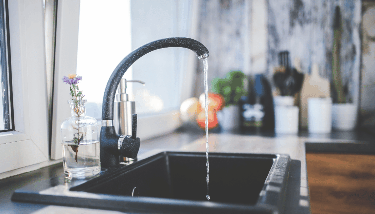 hot water from a kitchen sink
