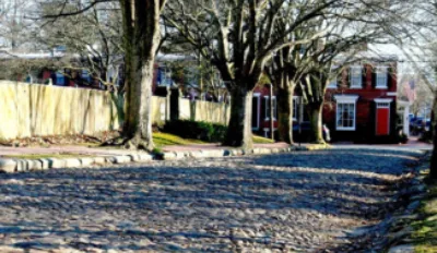 a cobble road in the community of New Castle, Delaware.
