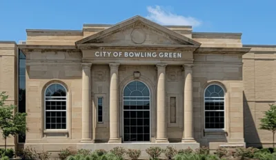 a building that has a sign that says, "City of Bowling Green" in Bowling Green, Ohio.