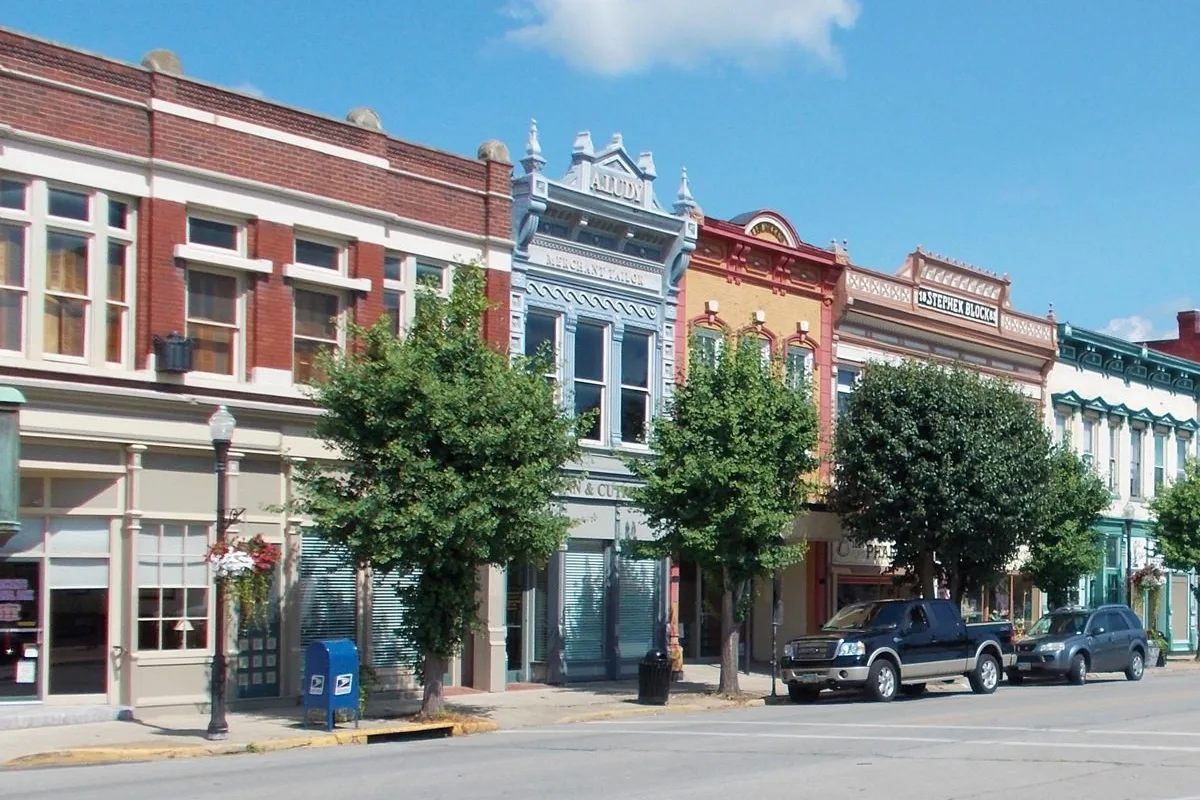 a street in the downtown area of Georgetown, Ohio.