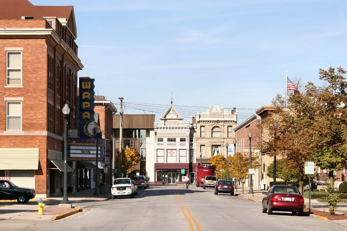 a street in downtown Wapakoneta, Ohio.
